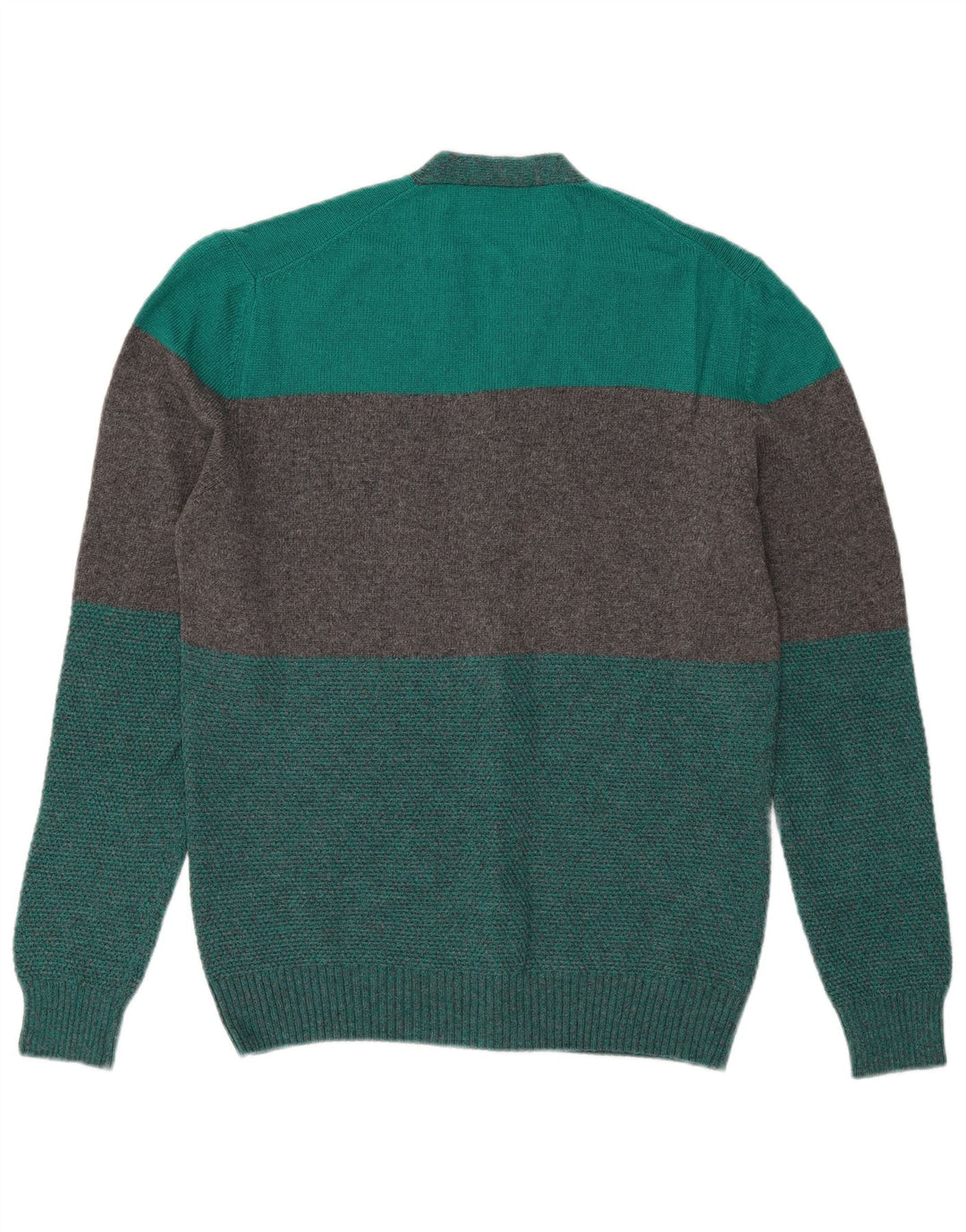 Suéter cardigã masculino vintage bloco colorido verde médio