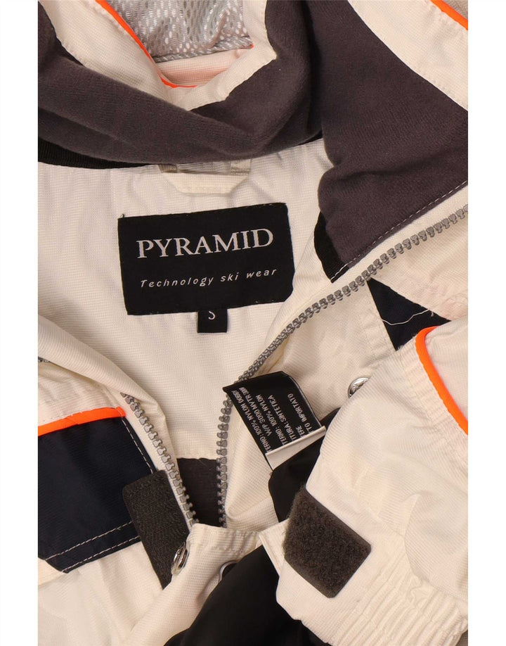 Jaqueta de esqui masculina Pyramid com capuz UK 36 Small White Colourblock Nylon