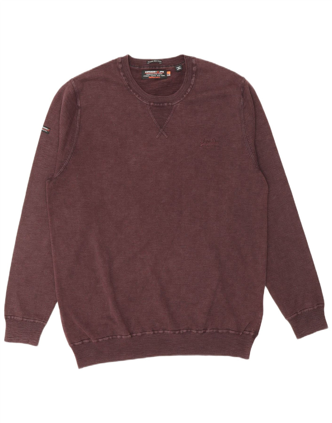Suéter masculino SUPERDRY com gola redonda 2XL algodão borgonha