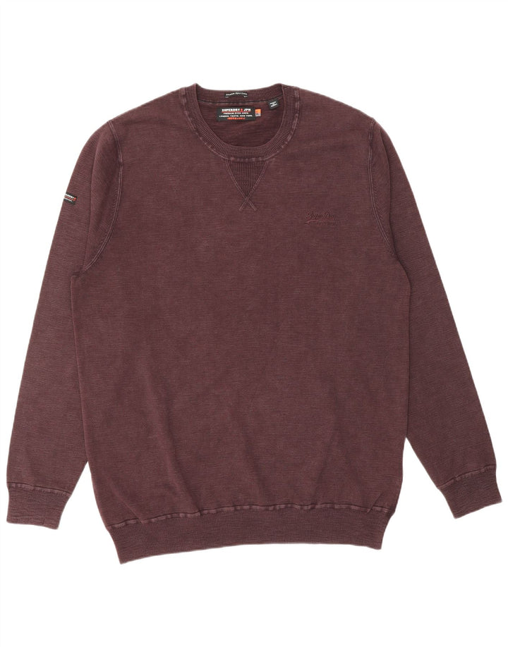 Suéter masculino SUPERDRY com gola redonda 2XL algodão borgonha