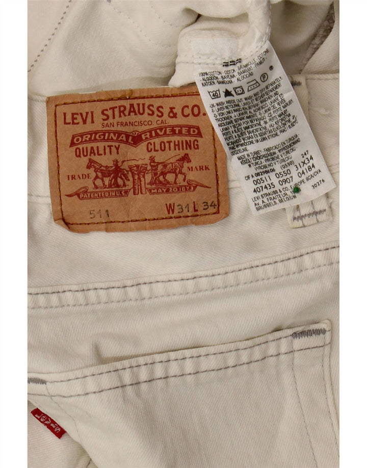 LEVI'S Masculino 511 Slim Jeans W31 L34 Off White Algodão