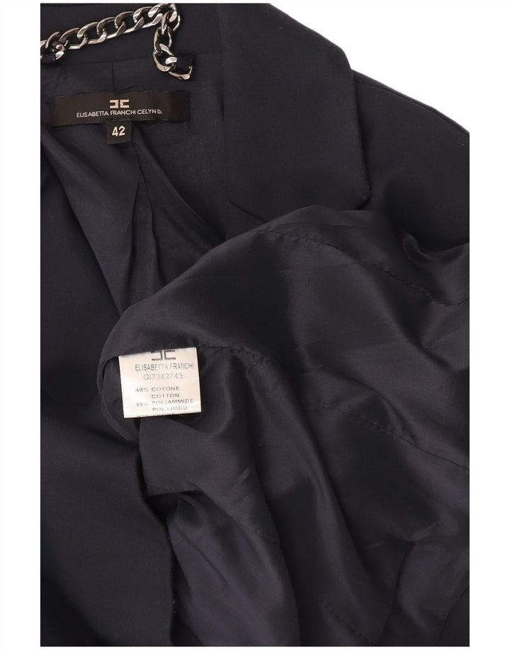 Jaqueta blazer feminina de 2 botões Elisabetta Franchi IT 42 azul marinho médio