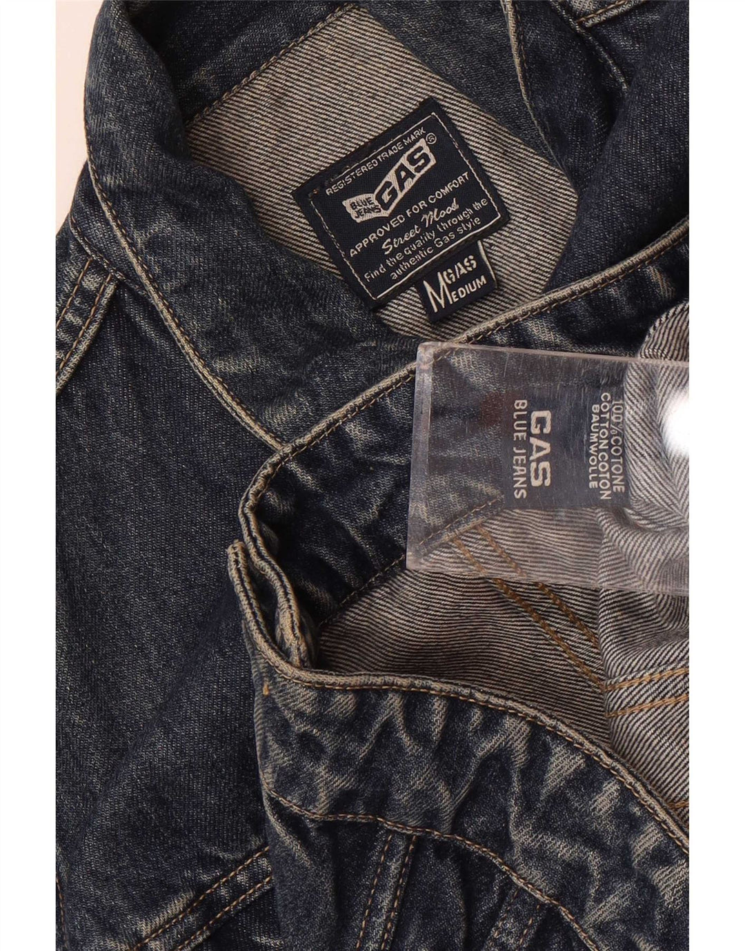 Jaqueta jeans feminina Gas Gas UK 12 algodão azul médio