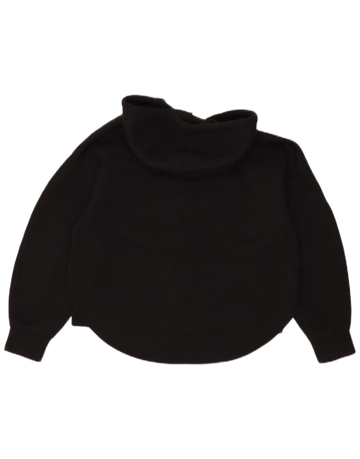Suéter feminino Zara com capuz e zíper grande Reino Unido 10 pequeno poliéster preto