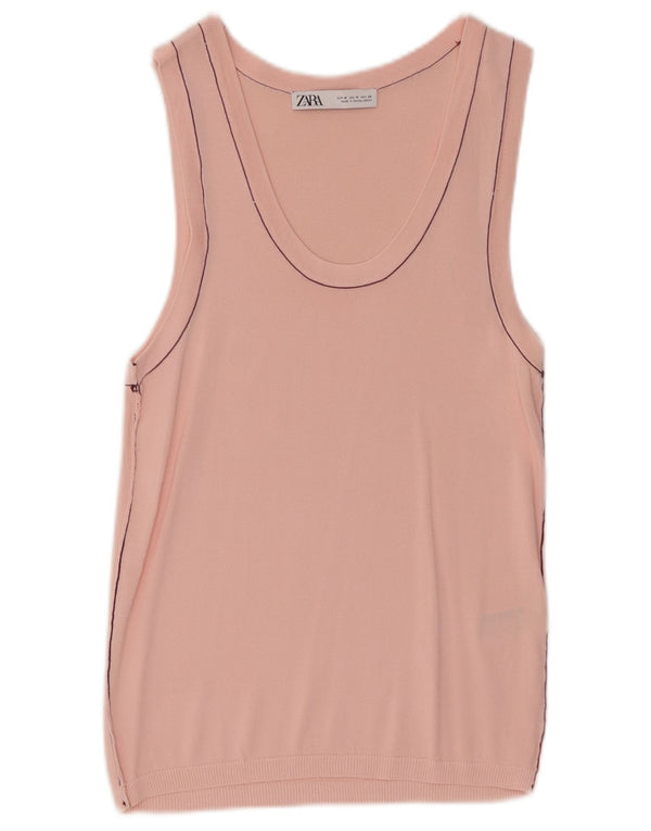 Colete feminino Zara UK 12 viscose rosa médio