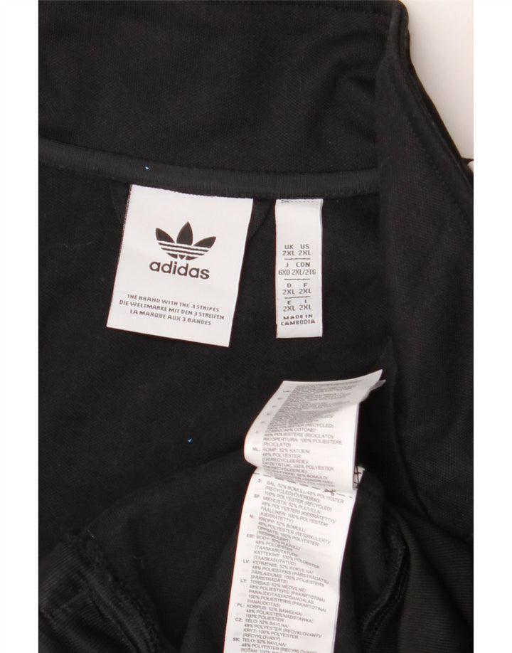 ADIDAS Mens Graphic Tracksuit Top Jacket 2XL Preto Colourblock Poliéster
