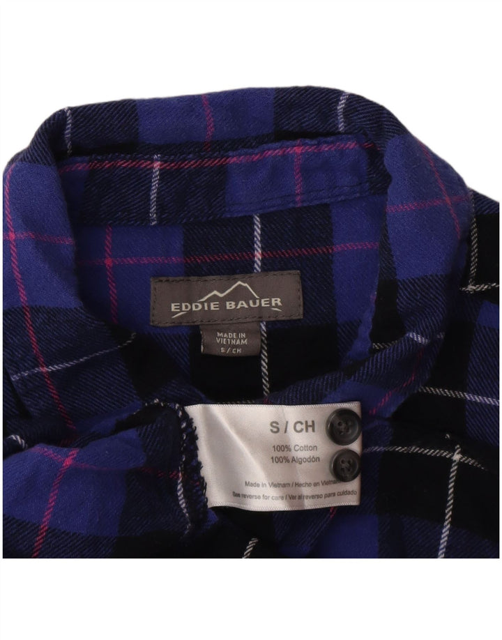 Camisa feminina de flanela Eddie Bauer Reino Unido 10 algodão xadrez roxo pequeno