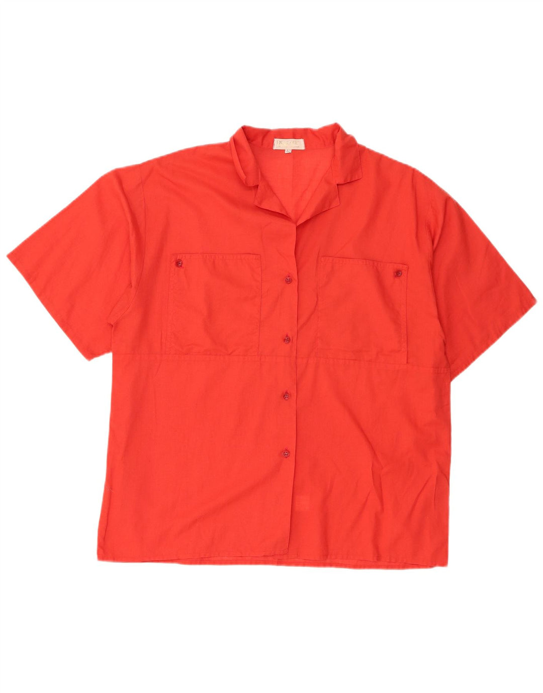 Camisa feminina vintage de manga curta IT 46 grande algodão vermelho