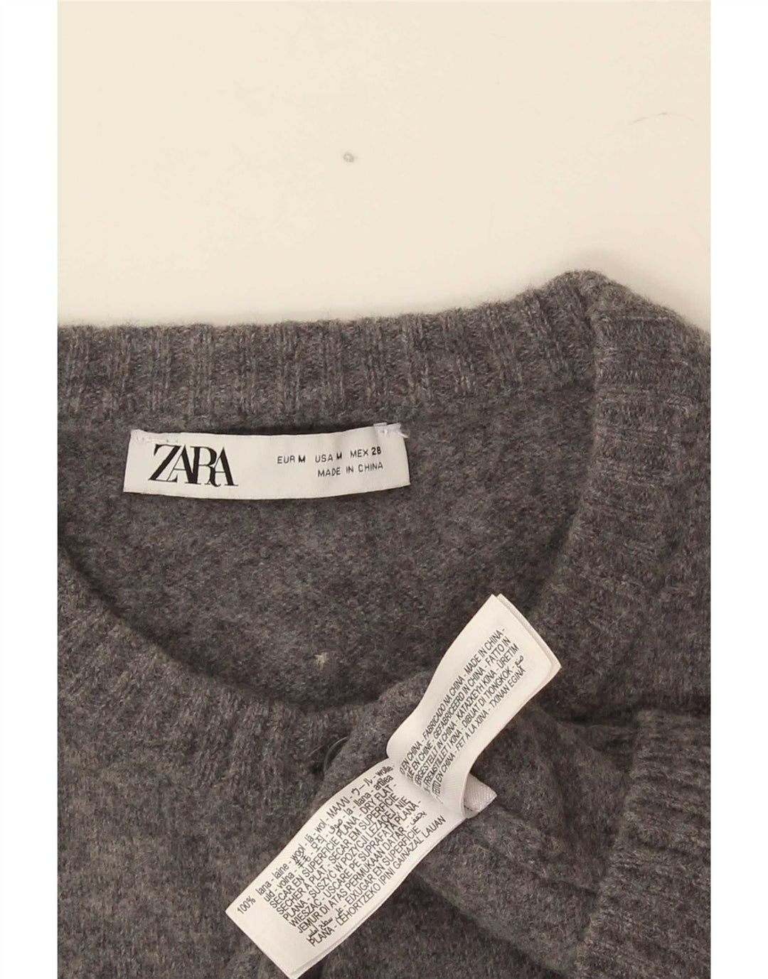 Suéter cardigã feminino Zara Reino Unido 12 lã cinza médio