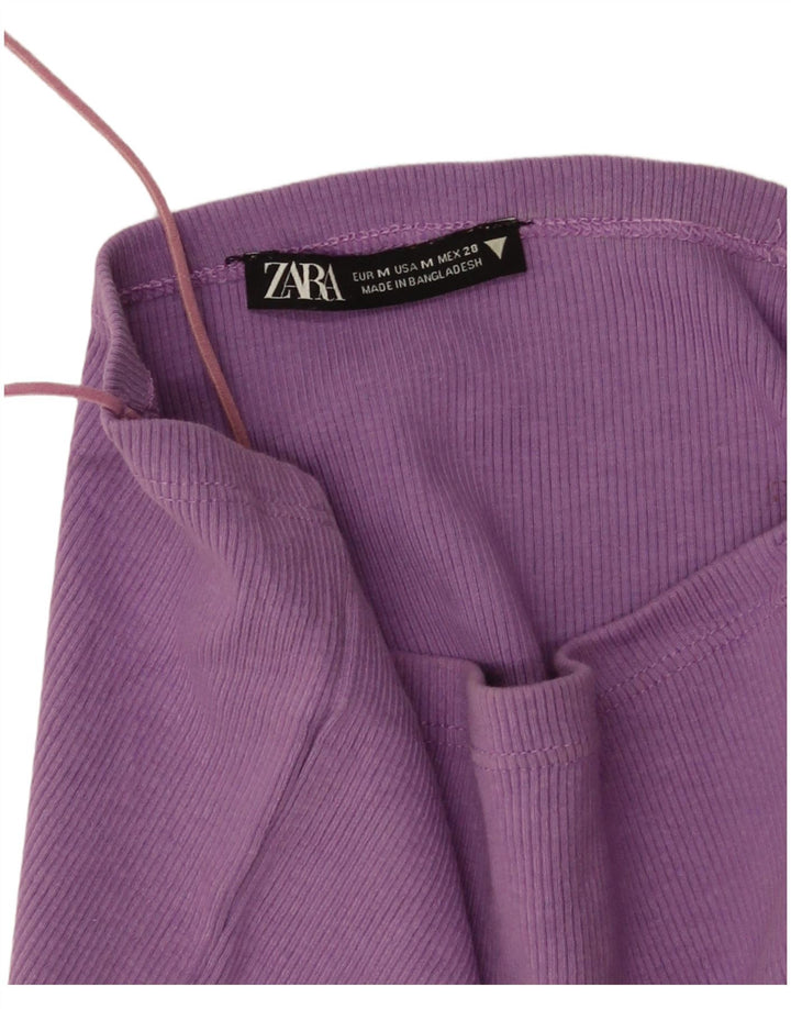 Zara Womens Crop Cami Top UK 12 Médio Roxo