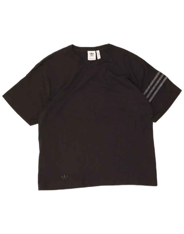 Adidas Mens Camiseta Top Médio Algodão Preto