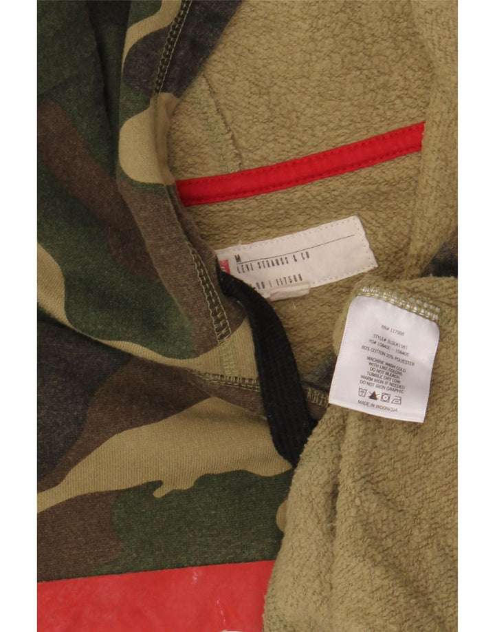 LEVI'S Mens Graphic Hoodie Jumper Medium Khaki Camouflage Cotton