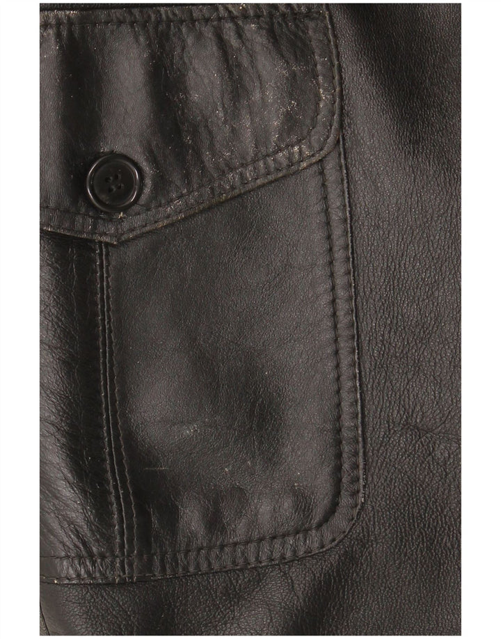 Jaqueta Blazer Masculina Vintage de Couro com 3 Botões Reino Unido 38 Médio Preto