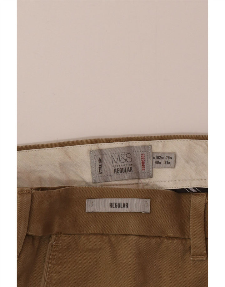 Calça Chino Regular Masculina Marks & Spencer W40 L31 Algodão Marrom