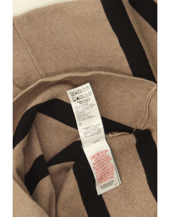 Suéter feminino Marks & Spencer com gola redonda e listrado bege médio Reino Unido 12