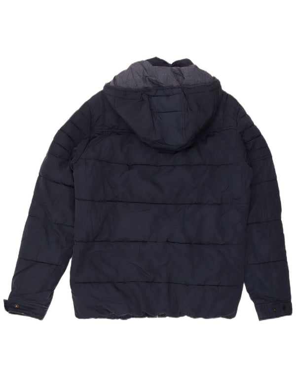 Jaqueta masculina acolchoada com capuz Jack & Jones Reino Unido 40 grande azul marinho