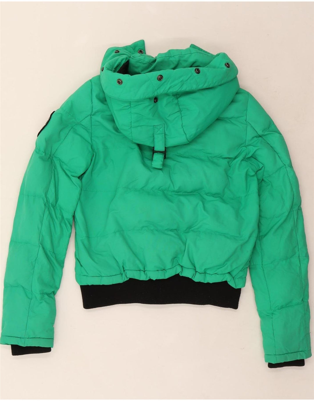 Jaqueta acolchoada superdimensionada com capuz feminino Superdry UK 8 Small Green Colourblock
