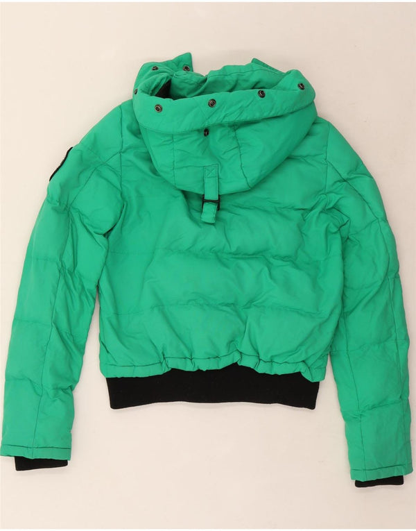 Jaqueta acolchoada superdimensionada com capuz feminino Superdry UK 8 Small Green Colourblock