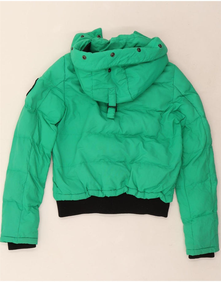 Jaqueta acolchoada superdimensionada com capuz feminino Superdry UK 8 Small Green Colourblock