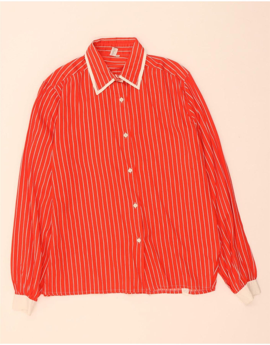 Camisa feminina vintage IT 44 algodão listrado vermelho médio