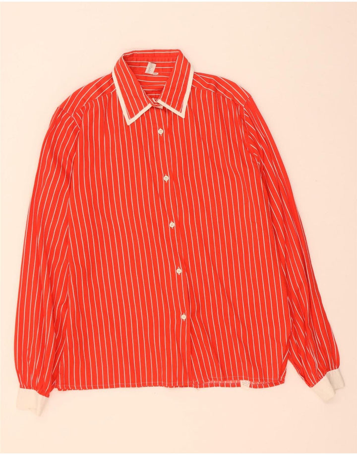 Camisa feminina vintage IT 44 algodão listrado vermelho médio
