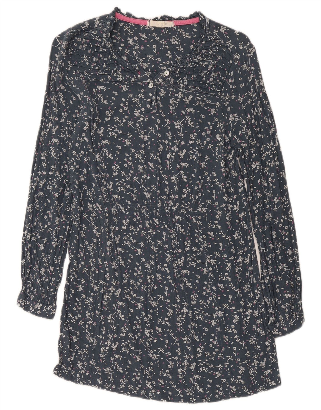 Vestido feminino de manga comprida White Stuff UK 8 pequeno azul marinho floral