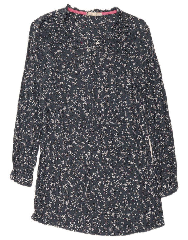 Vestido feminino de manga comprida White Stuff UK 8 pequeno azul marinho floral
