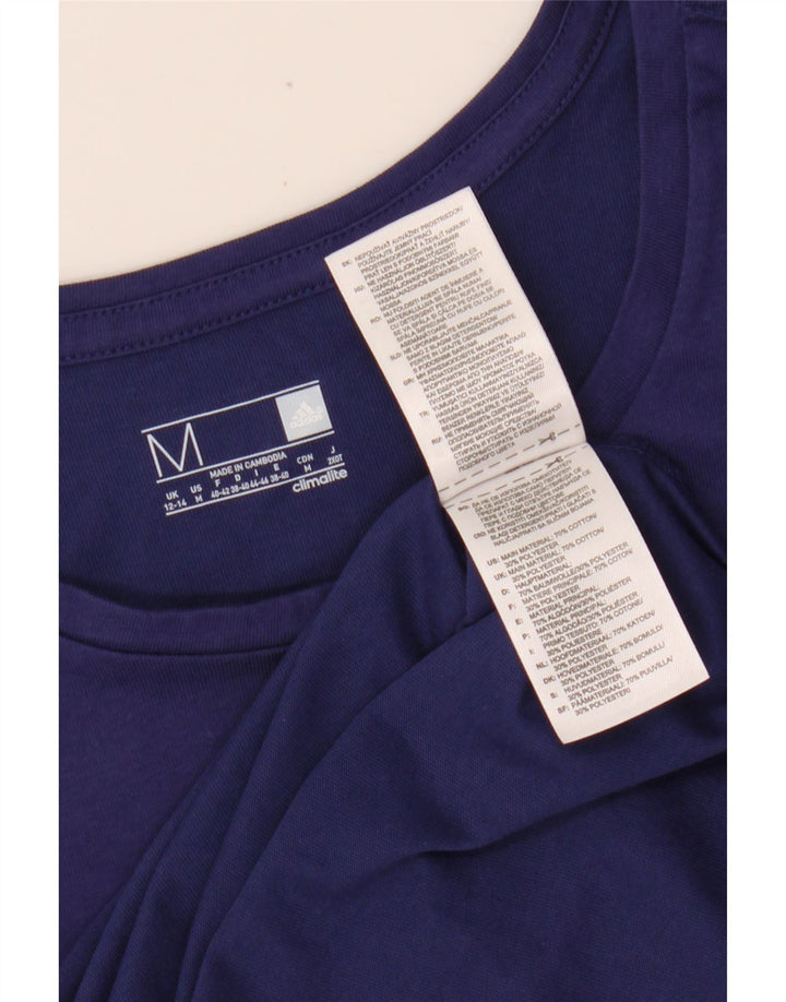 Camiseta Adidas Climalite Graphic Feminina Top UK 12/14 Médio Azul Marinho