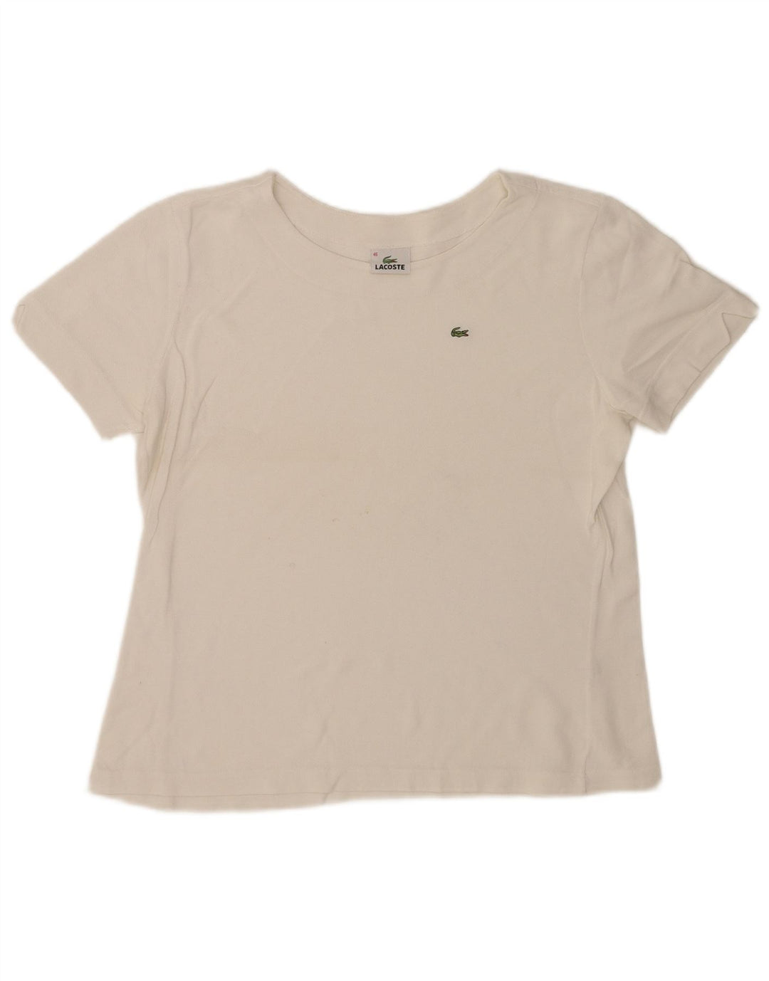Camiseta feminina Lacoste tamanho superior 46 XL algodão branco