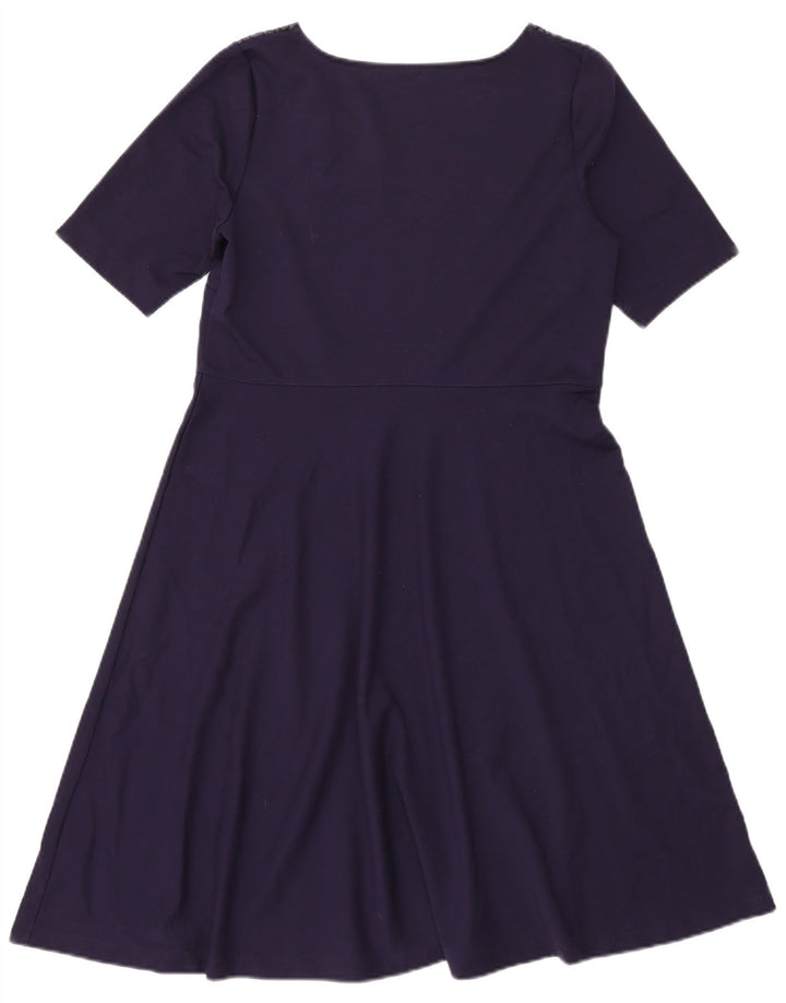 Vestido feminino MARKS & SPENCER evasê UK 14 médio azul marinho floral