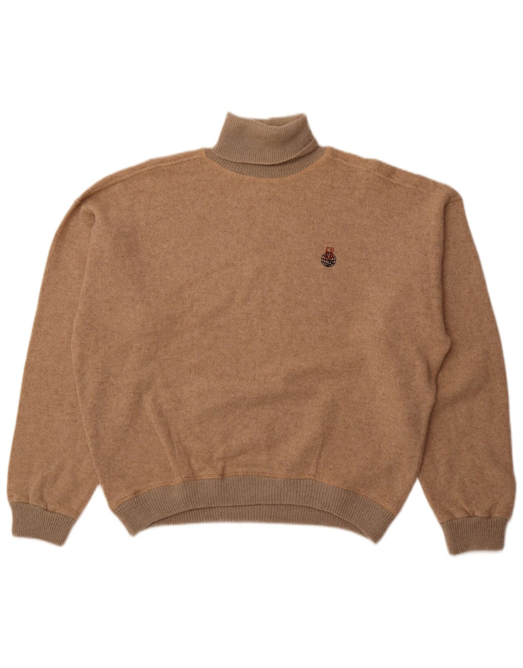 Suéter feminino VINTAGE com gola alta e gola redonda Reino Unido 18 XL lã bege