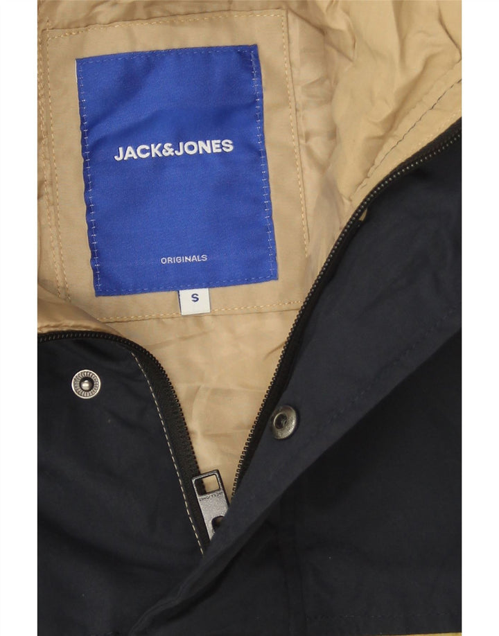 Jaqueta corta-vento masculina Jack & Jones Graphic UK 36 bloco colorido bege pequeno
