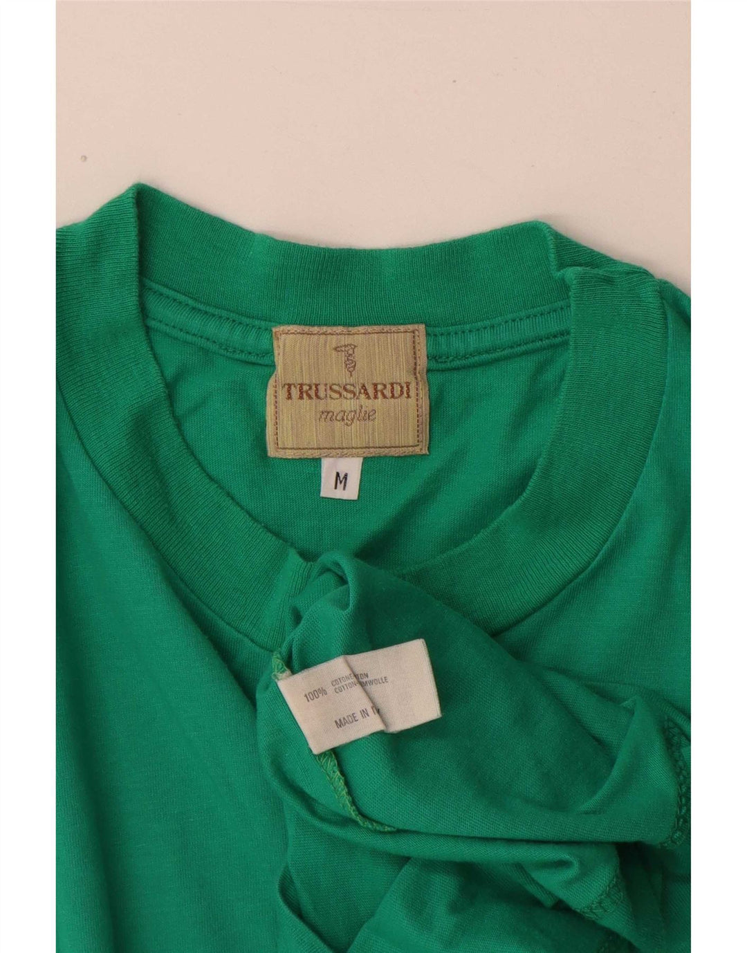 Trussardi Camiseta masculina gráfica Top médio algodão verde