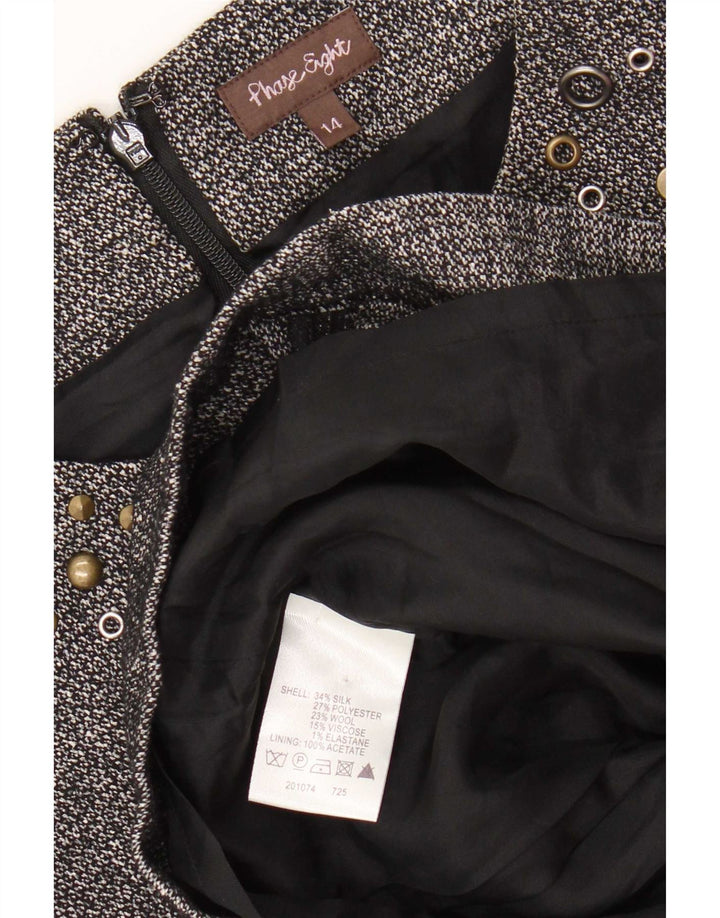 Vestido feminino Phase Eight UK 14 seda cinza médio