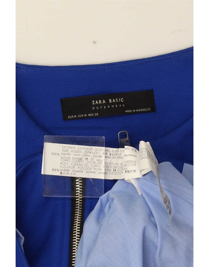 Sobretudo feminino Zara UK 14 algodão azul médio