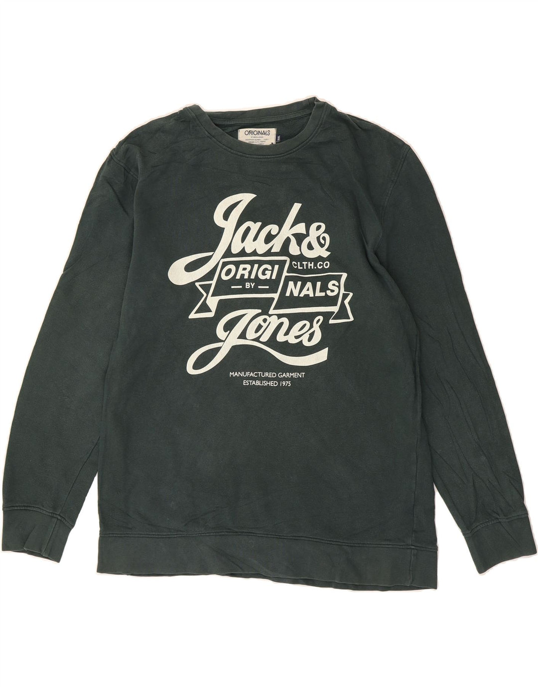 JACK & JONES Mens Graphic Sweatshirt Jumper 2XL Green Cotton Vintage Jack & Jones and Second-Hand Jack & Jones from Messina Hembry 
