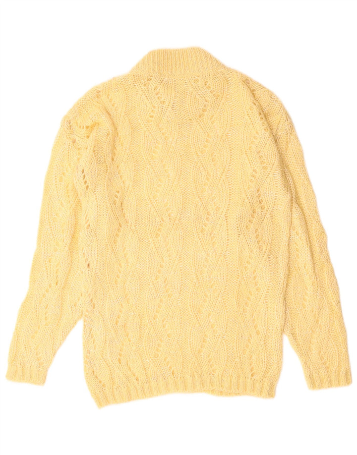 Suéter feminino VINTAGE com gola tartaruga Reino Unido 10 pequeno bege