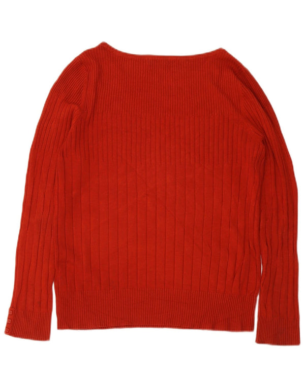 Suéter feminino Marks & Spencer com gola canoa Reino Unido 16 grande viscose vermelha
