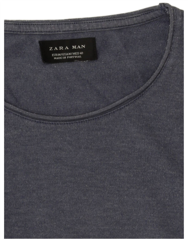 Camiseta masculina Zara Top médio azul marinho