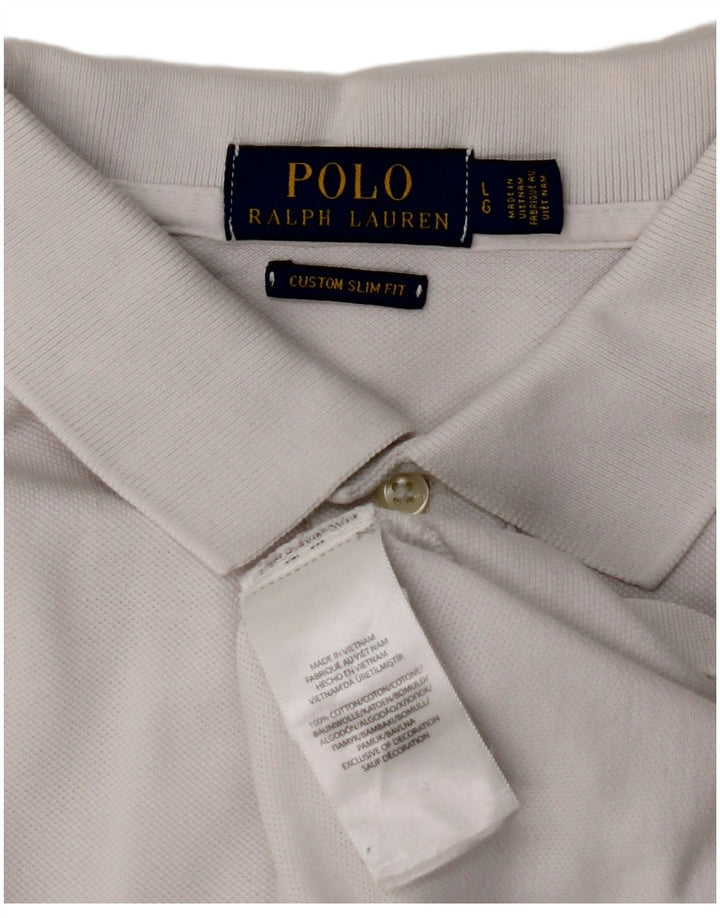 POLO RALPH LAUREN Camisa polo masculina personalizada slim fit grande algodão branco
