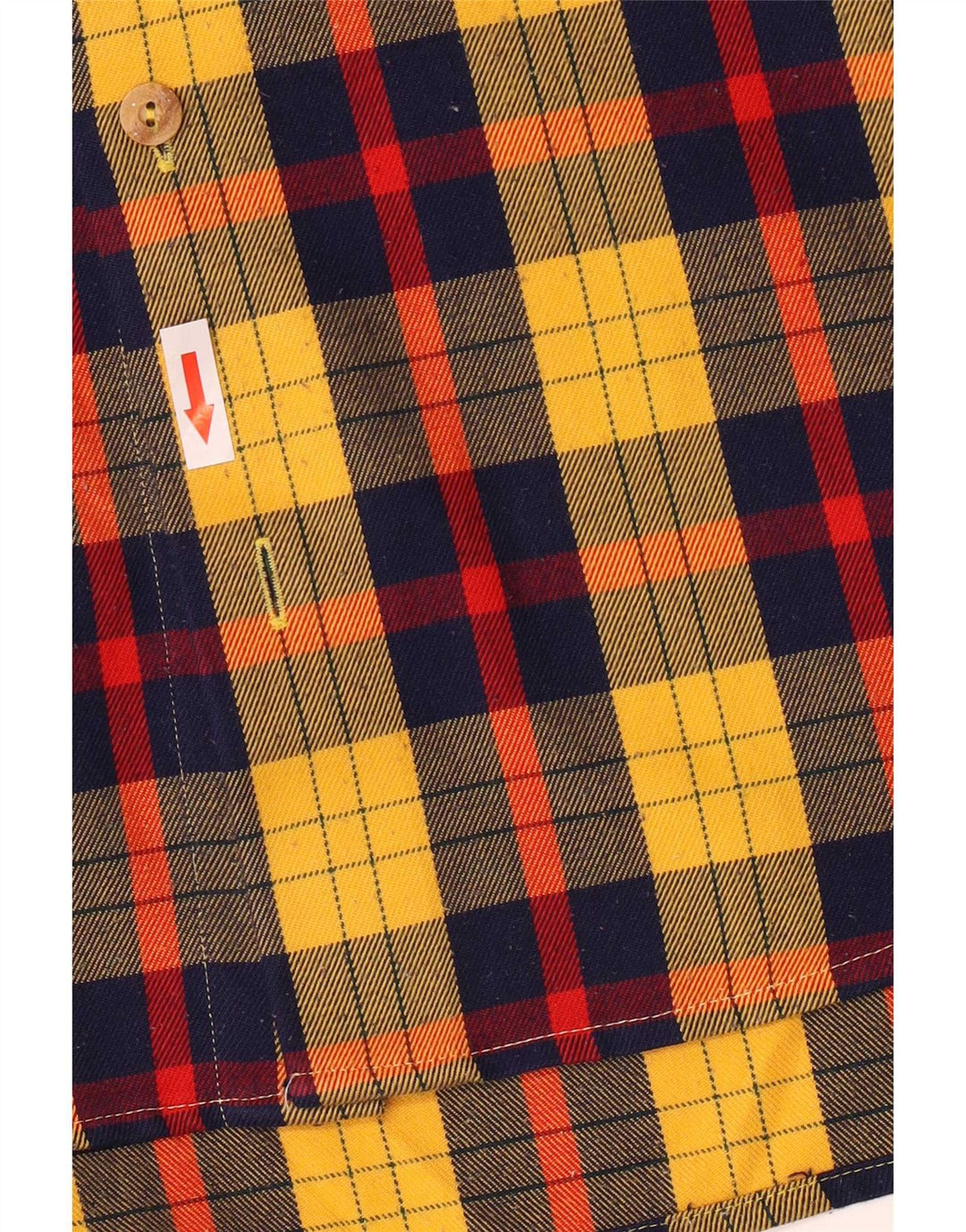 Camisa masculina vintage Sie 40 poliéster xadrez amarelo médio