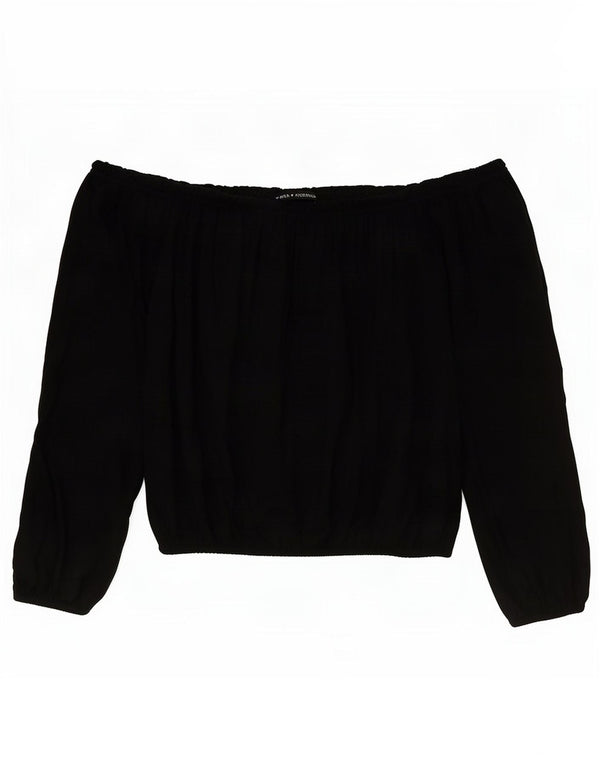 Blusa feminina Brandy Melville com ombro de fora UK 14 algodão preto médio