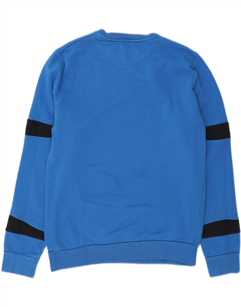 BIKKEMBERGS Mens Sweatshirt Jumper Medium Blue Colourblock Cotton Vintage Bikkembergs and Second-Hand Bikkembergs from Messina Hembry 