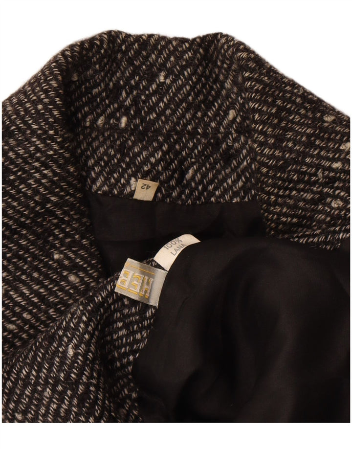 Jaqueta blazer feminina vintage com peito duplo UE 42 grande lã manchada preta