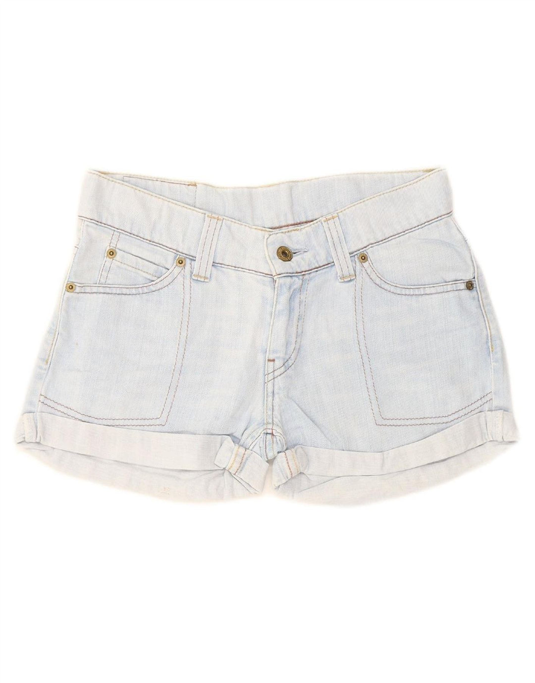 Shorts jeans feminino 607 da LEVI'S W26 pequeno algodão azul