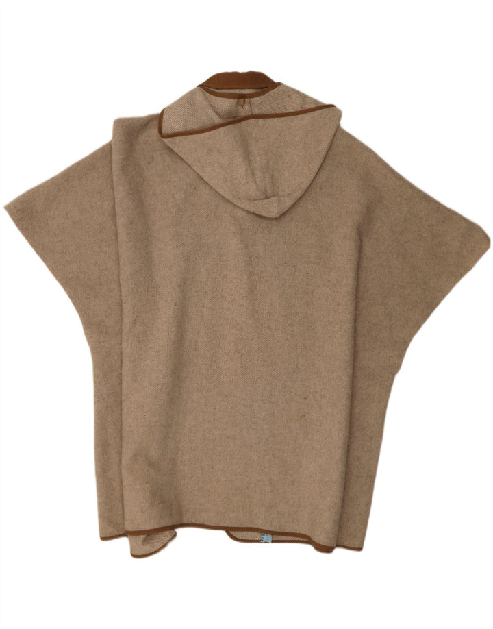 Casaco poncho feminino vintage com capuz tamanho único bege colorblock