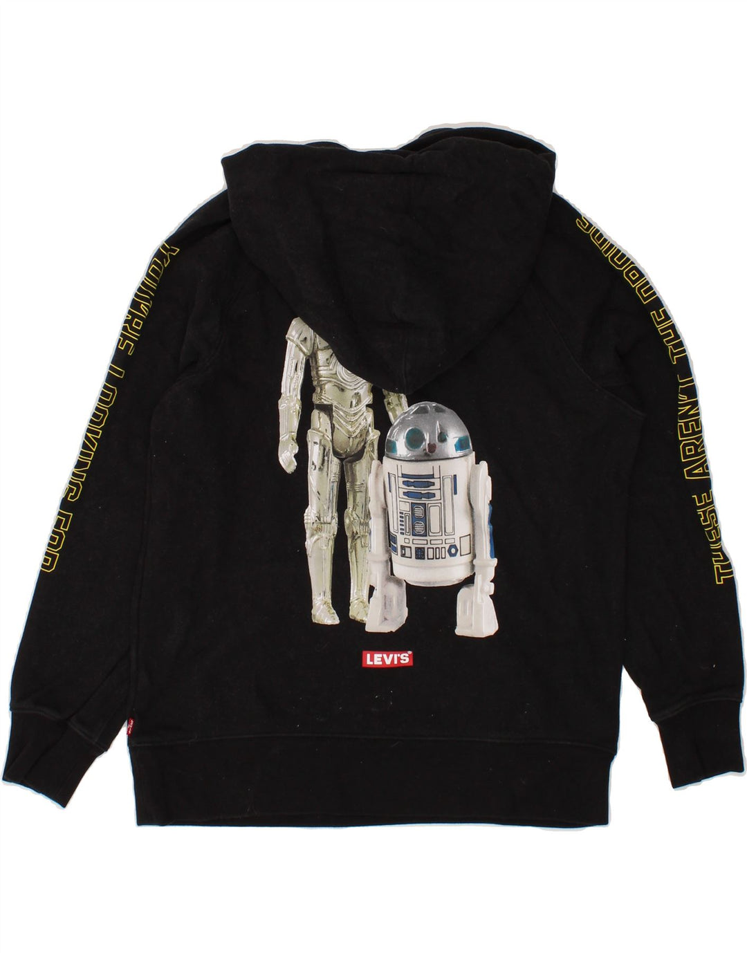 LEVI'S Mens Graphic Hoodie Jumper Small Black Cotton Vintage Levi's and Second-Hand Levi's from Messina Hembry 