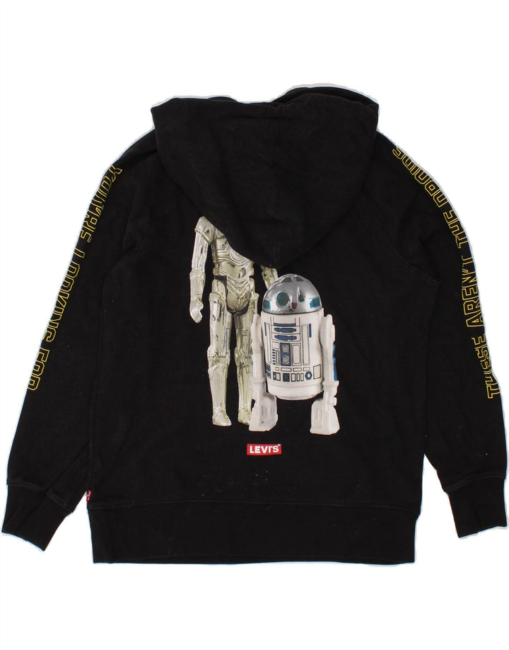 LEVI'S Mens Graphic Hoodie Jumper Small Black Cotton Vintage Levi's and Second-Hand Levi's from Messina Hembry 