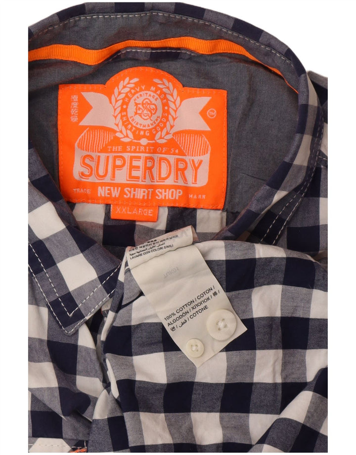 Camisa masculina Superdry 2XL algodão guingão azul marinho