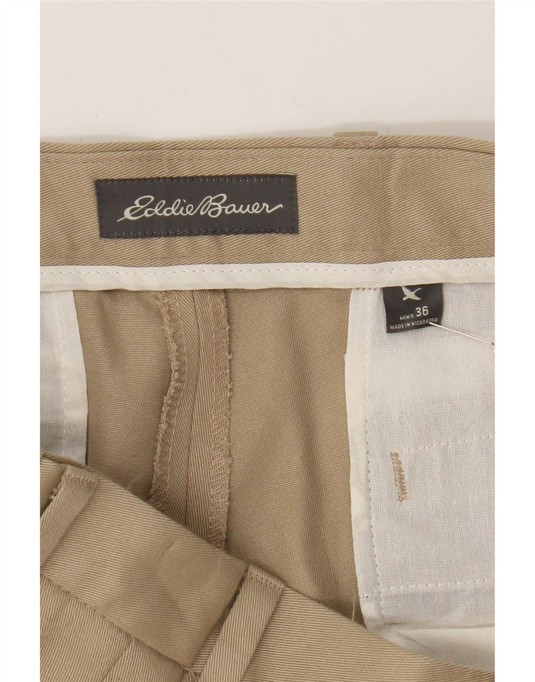 EDDIE BAUER Mens Pegged Chino Trousers W36 L32 Beige Cotton Vintage Eddie Bauer and Second-Hand Eddie Bauer from Messina Hembry 